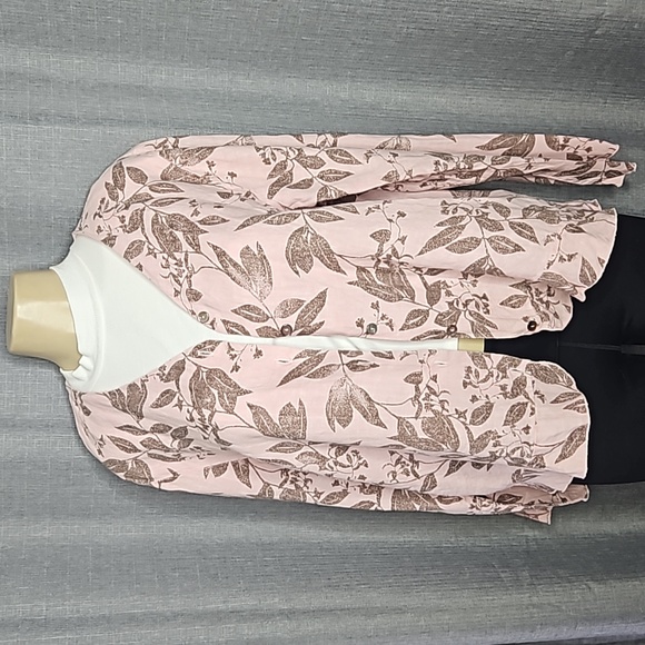 HOT COTTON PINK LINEN LS TOP BY MARC WARE - Picture 5 of 8